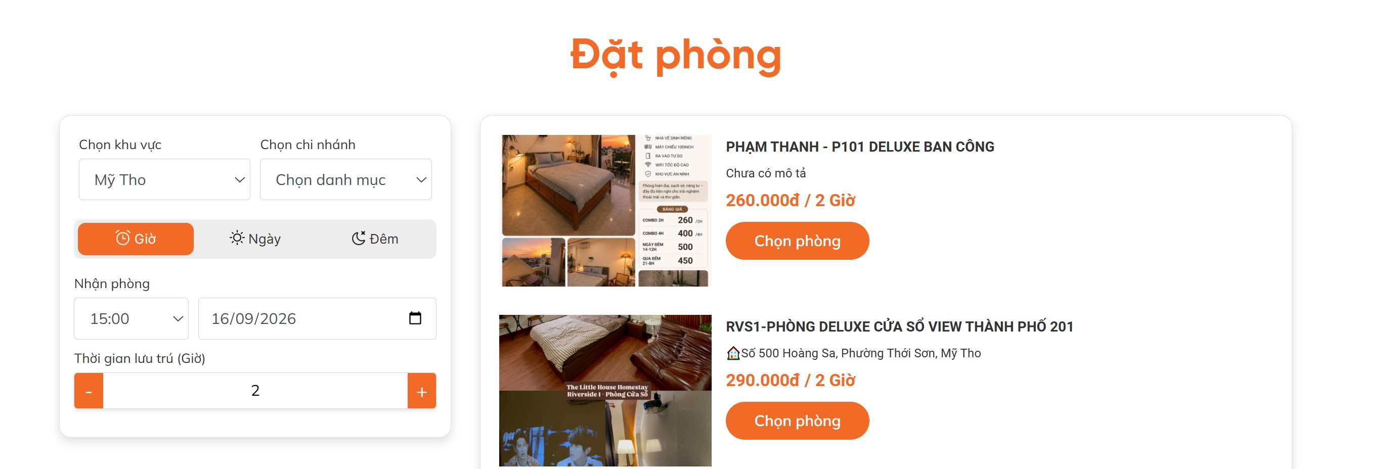 Giao diện đặt phòng tại THE LITTLE HOSUE HOMESTAY